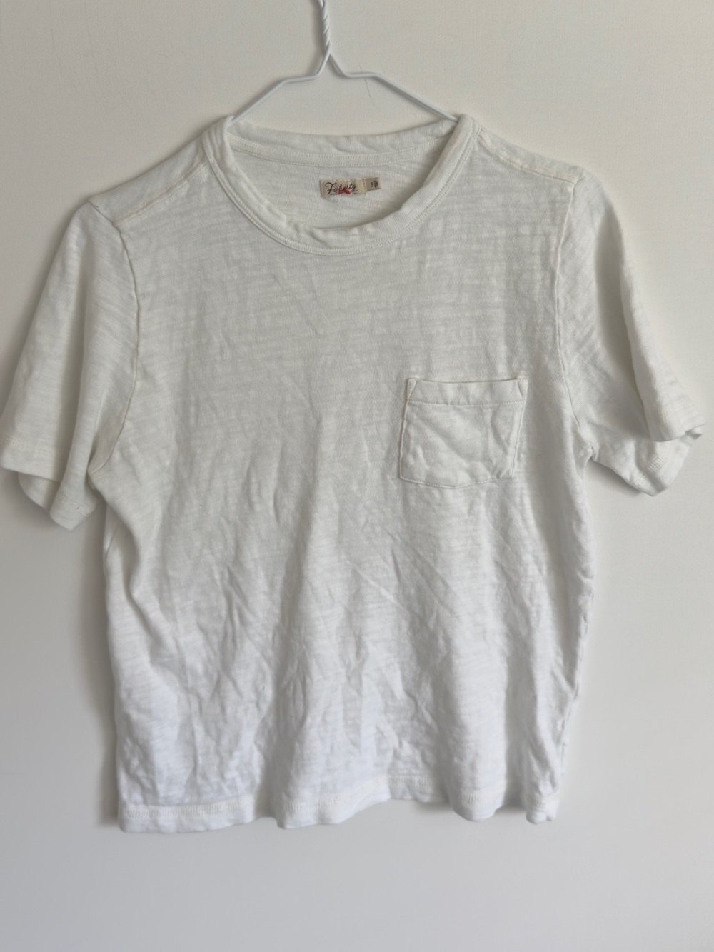 Faherty Women's Slub Cotton Crew Neck Pocket Tee - Egret Size S